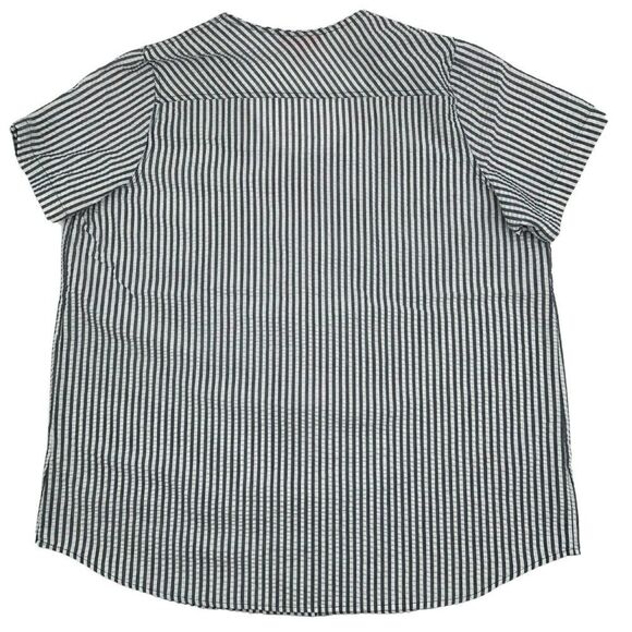 Woman Within Grey White Striped Button Front Shirt Women's Plus‎ Size 1X - Picture 2 of 9